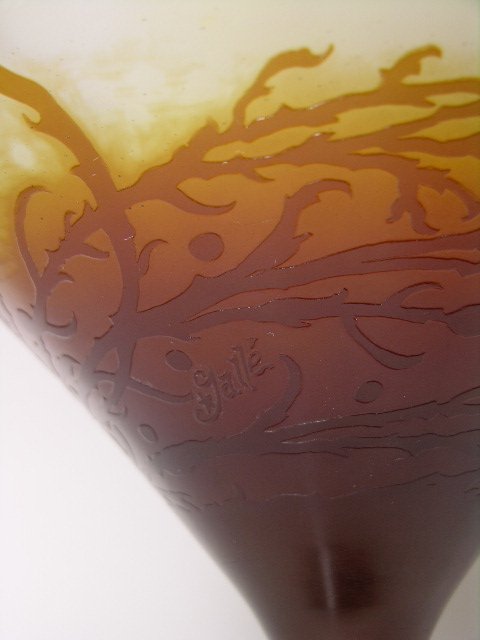 Emile Galle vase decorated with seagulls in flight. Sig - 2