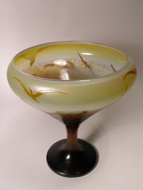 Emile Galle vase decorated with seagulls in flight. Sig - 3