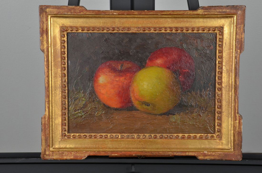 Oil on canvas of a still life of three apples. (1 of 1)
