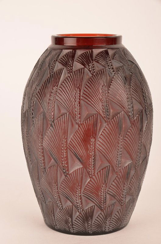 Rene Lalique "Grinon" vase in a rich brown glass. (1 of 1)