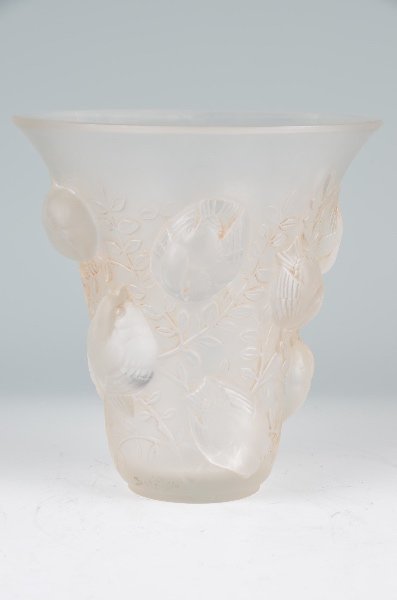 R. Lalique "St. Francois" vase in frosty glass.: R. Lalique "St. Francois" vase in frosty glass. Acid etched R.Lalique France. Height 7 inches. Circa 1937. Reference: R.Lalique by Felix Marcilhac 1994 Edition, page 450.