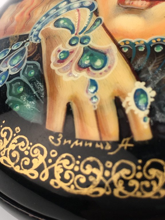 Russian papier-mache lacquered box. (1 of 3)