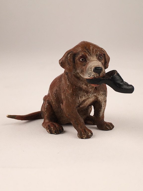 Antique Vienna cold painted bronze figure of a dog. (1 of 4)