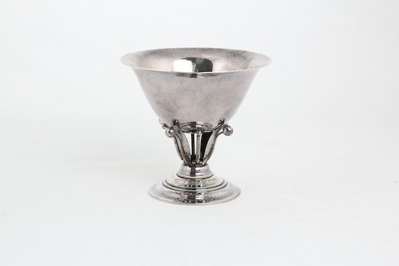 Georg Jensen, (Danish,1866-1935) Sterling silver: Georg Jensen, (Danish,1866-1935) Sterling silver compote.Designed by Johan Rohde, 1856-1935.Stamped Georg Jensen with the oval around the name aswell as 17 A, Denmark Sterling.
