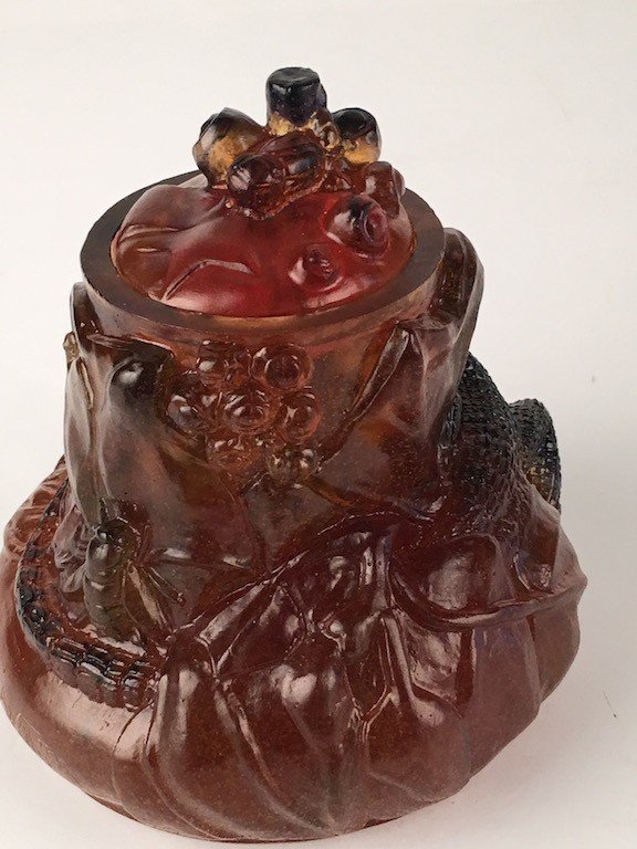 A. Walter Nancy inkwell with a large lizzard. Height 4: A. Walter Nancy inkwell with a large lizzard. Height 4 1/8 inches.