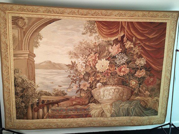 Hand wove European Tapestry of a large urn with (1 of 9)