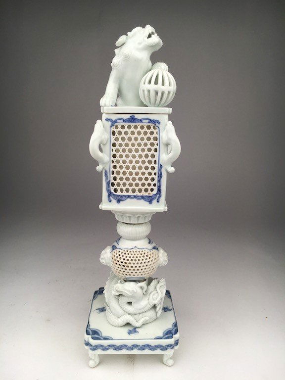 Circa 1880 Hirado porcelain reticulated Koro or incense (1 of 6)