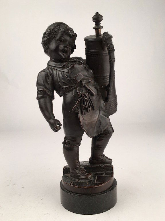 Bronze figure of a young holding a very large water (1 of 9)