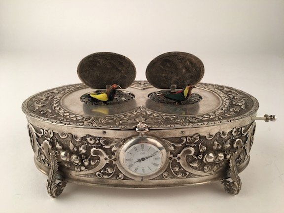925 Silver double bird box automaton with watch (1 of 8)
