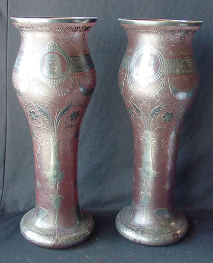 MOSSER (FRENCH) ART GLASS FLOWER VASES WITH STER