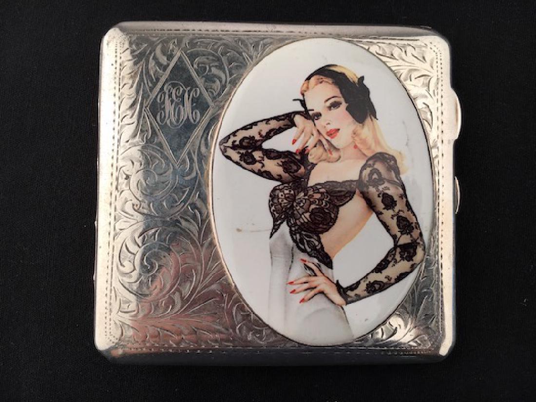 Hallmarked sterling sterling silver cigarette case with (1 of 3)