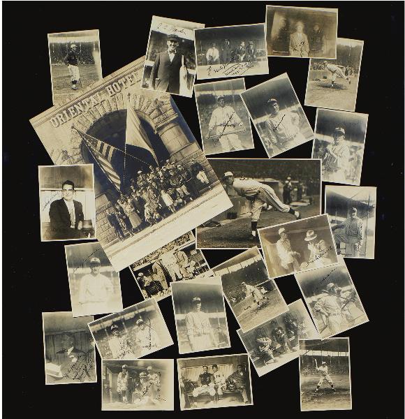 (22) Signed Photos from 1931 U.S. Tour plus Large Te