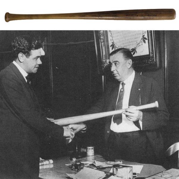 Babe Ruth 1920 Game Bat Signed and Presented to Ch