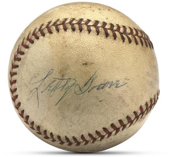 Lefty Grove Single Signed Baseball Property from t: Lefty Grove Single Signed Baseball Property from the Estate of Lefty Grove When Grove joined the Baltimore Orioles, like Ruth, he could have been another one of Jack Dunn's "Babes". Instead,