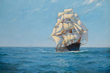 Montague Dawson R.S.M.A., F.R.S.A.: Montague Dawson R.S.M.A., F.R.S.A. English 1895 - 1973 The Bonita of Boston signed lower left: Montague. Dawson. oil on canvas canvas: 24 ¼ by 36 in.; 61.3 by 91.8 cm framed: 31 ¾ by