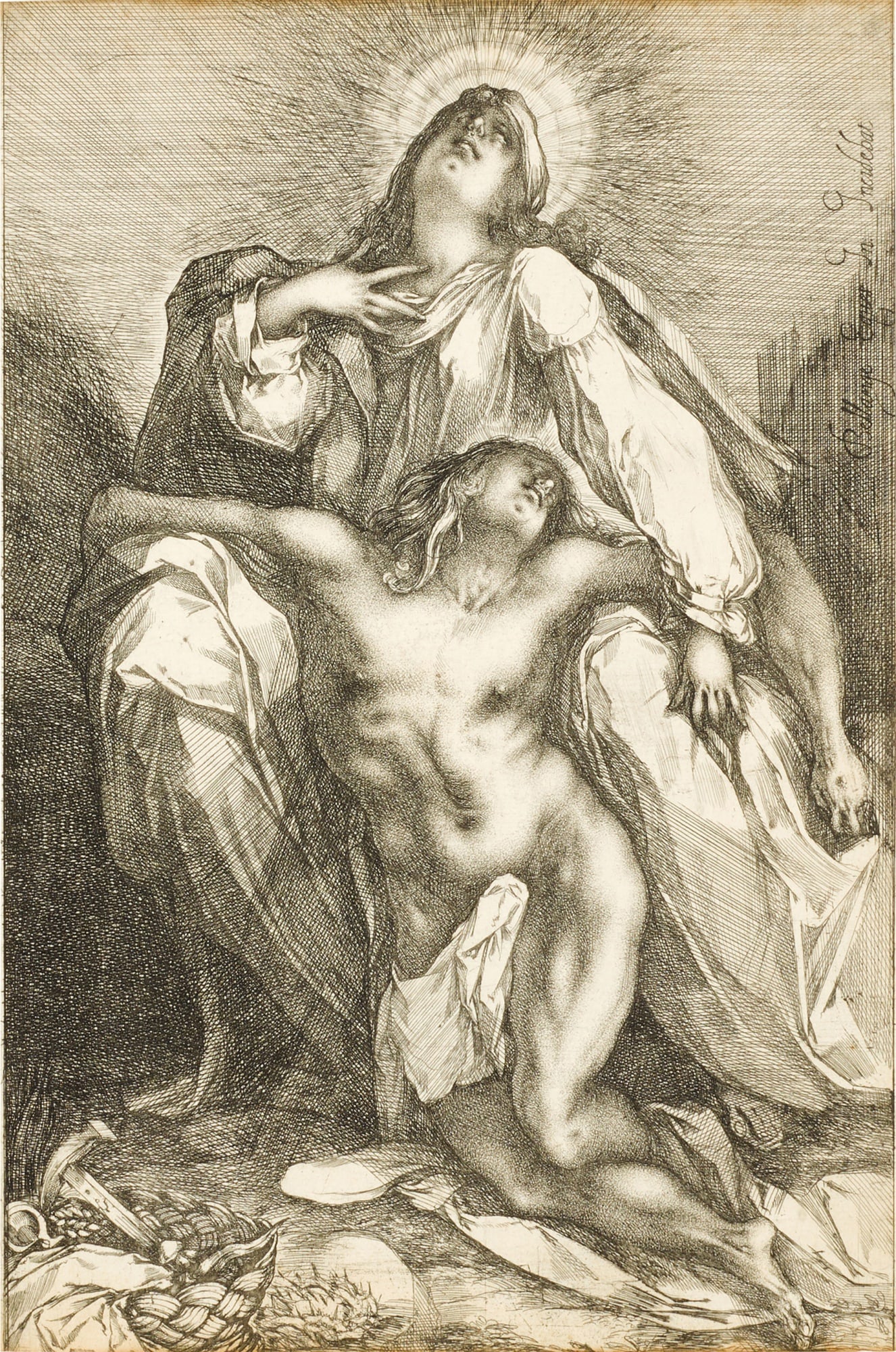 Jacques Bellange: etching with stippling and engraved signature, 1612-16, the first state (of two), before Le Blond’s address, a very fine impression of this highly scarce work, small areas of slightly uneven ink