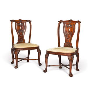 A pair of Anglo-Indian Indian rosewood side chairs, circa 1770: A pair of Anglo-Indian Indian rosewood side chairs, circa 1770 ensuite with the previous lot, the seatrails numbered IIII and VIII Provenance Probably commissioned by James West of Alscot Park, W