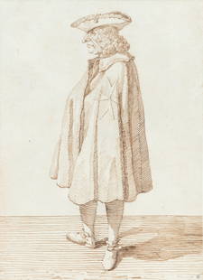 Pier Leone Ghezzi Caricature of the Commendator Solaro, Ambassador of Malta in Rome | Caricature du: Pier Leone Ghezzi Rome 1674-1755 Caricature of the Commendator Solaro, Ambassador of Malta in Rome Pen and brown ink over traces of black chalk within pen and ink framing lines; be