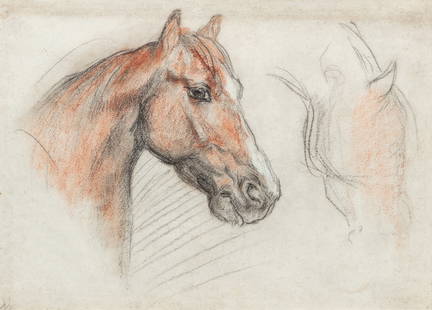 Théodore Chassériau Studies of a Horse's head | Etudes d'une tête de cheval: Théodore Chassériau Sainte-Barbe de Samana 1819 - 1856 Paris Studies of a Horse's head Red, black and white chalk 329 x 443 mm ____________________________________________ Théodore Chas