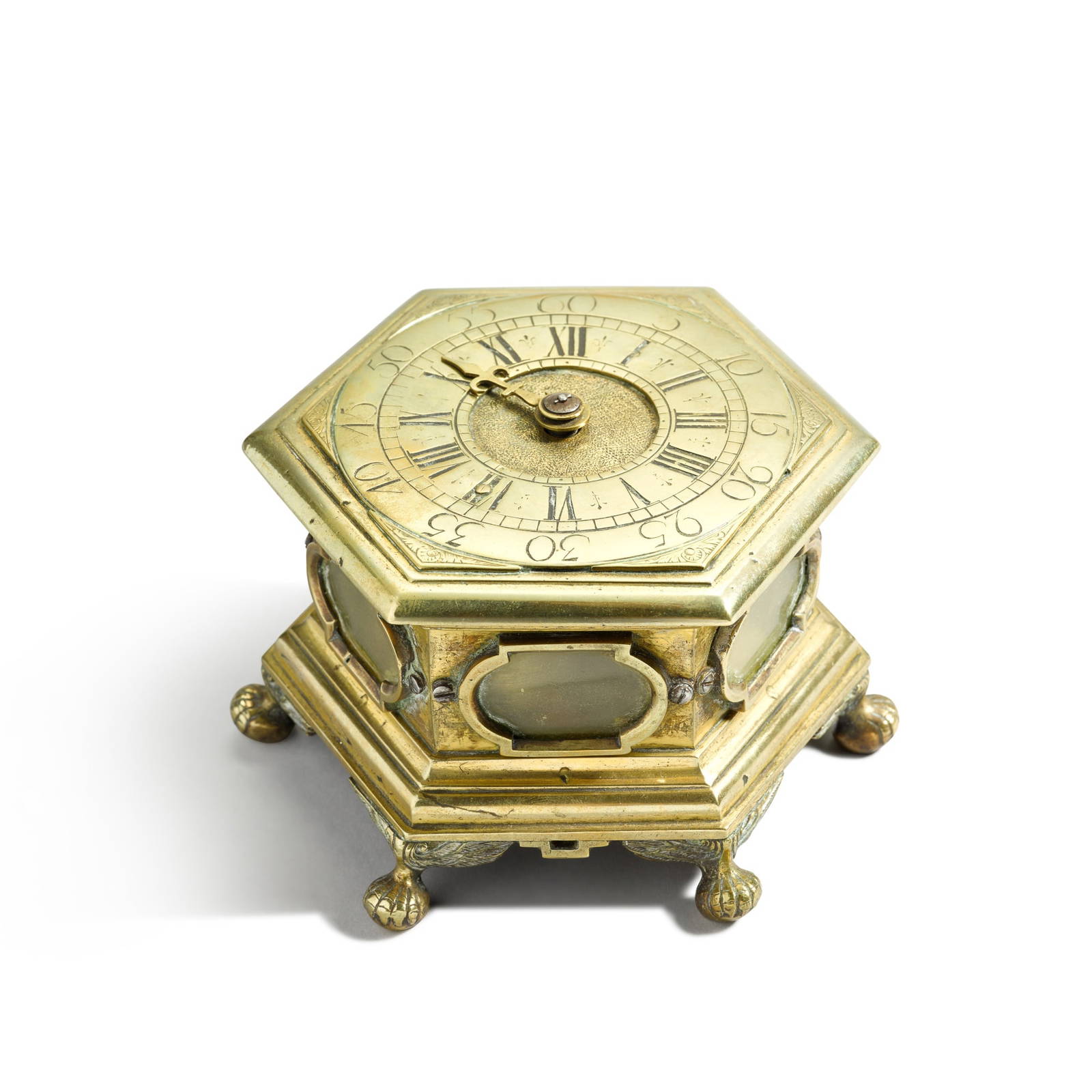 A Brass Horizontal Table Clock, Johann Gottfried Kriedel, German, Circa 1750 Auction