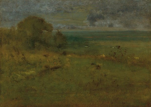 George Inness 1825-1894: George Inness 1825-1894 View from the Hill signed G. Inness and dated 1887, l.l. oil on canvas measurements 26 by 36 in. alternate measurements (66 by 91.4 cm) This pa