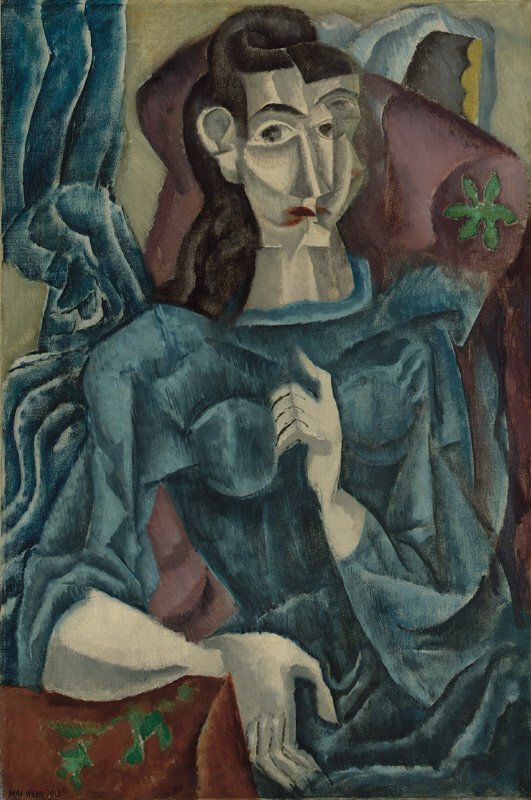 Max Weber 1881-1961: "Max Weber 1881-1961 Imaginary Portrait of a Woman signed Max Weber and dated 1913, l.l.; also inscribed Portrait on an old label affixed to the stretcher oil on canvas measurements