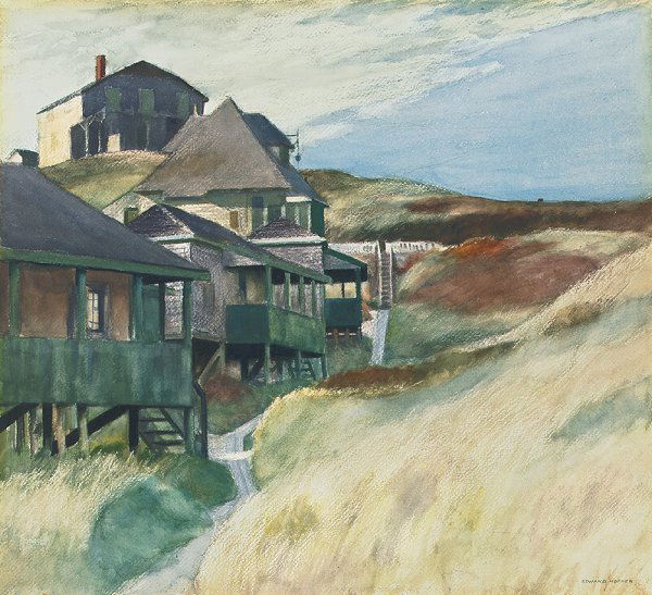 Edward Hopper 1882-1967: "Edward Hopper 1882-1967 Shacks at Pamet Head signed Edward Hopper, l.r. watercolor on paper measurements 20 by 22 in. alternate measurements (50.8 by 55.9 cm) Executed in 1937