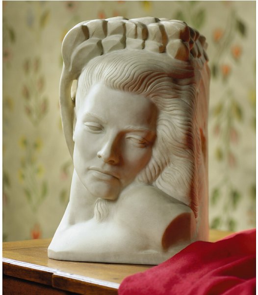 Robert Johnson McKnight 1905-1989: "Robert Johnson McKnight 1905-1989 American Portrait Bust of Katharine Hepburn Inscribed indistinctly with signature and dated 41 under the base White marbleExecuted circa 1940 hei