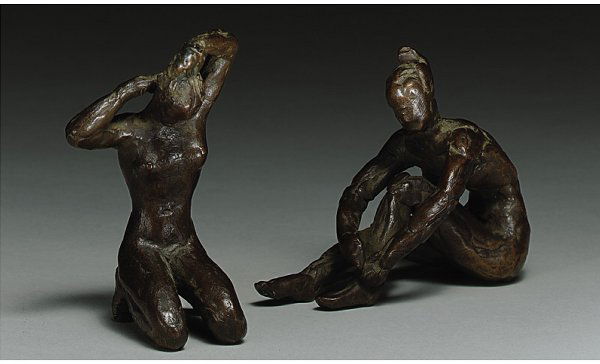 Robert Johnson McKnight 1905-1989: Robert Johnson McKnight 1905-1989 American Two Nudes Of Katharine Hepburn bronze figures, each with a dark brown patina. 2 items 3 1/2 in. and 4 in. LITERATURE AND REFERENCES