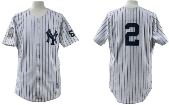 derek jeter game used jersey