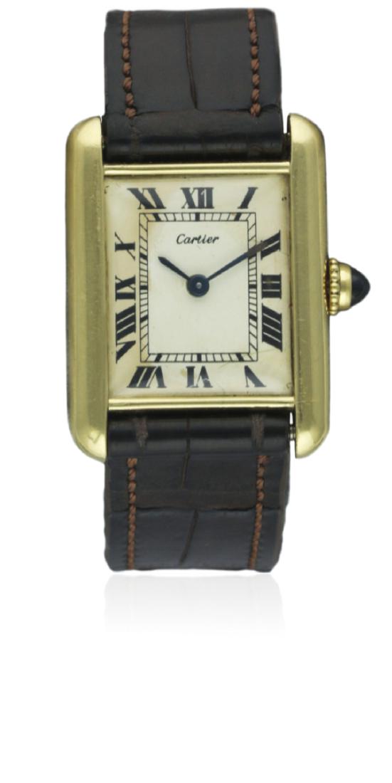 A RARE 18K SOLID GOLD CARTIER LONDON TANK WRIST WATCH