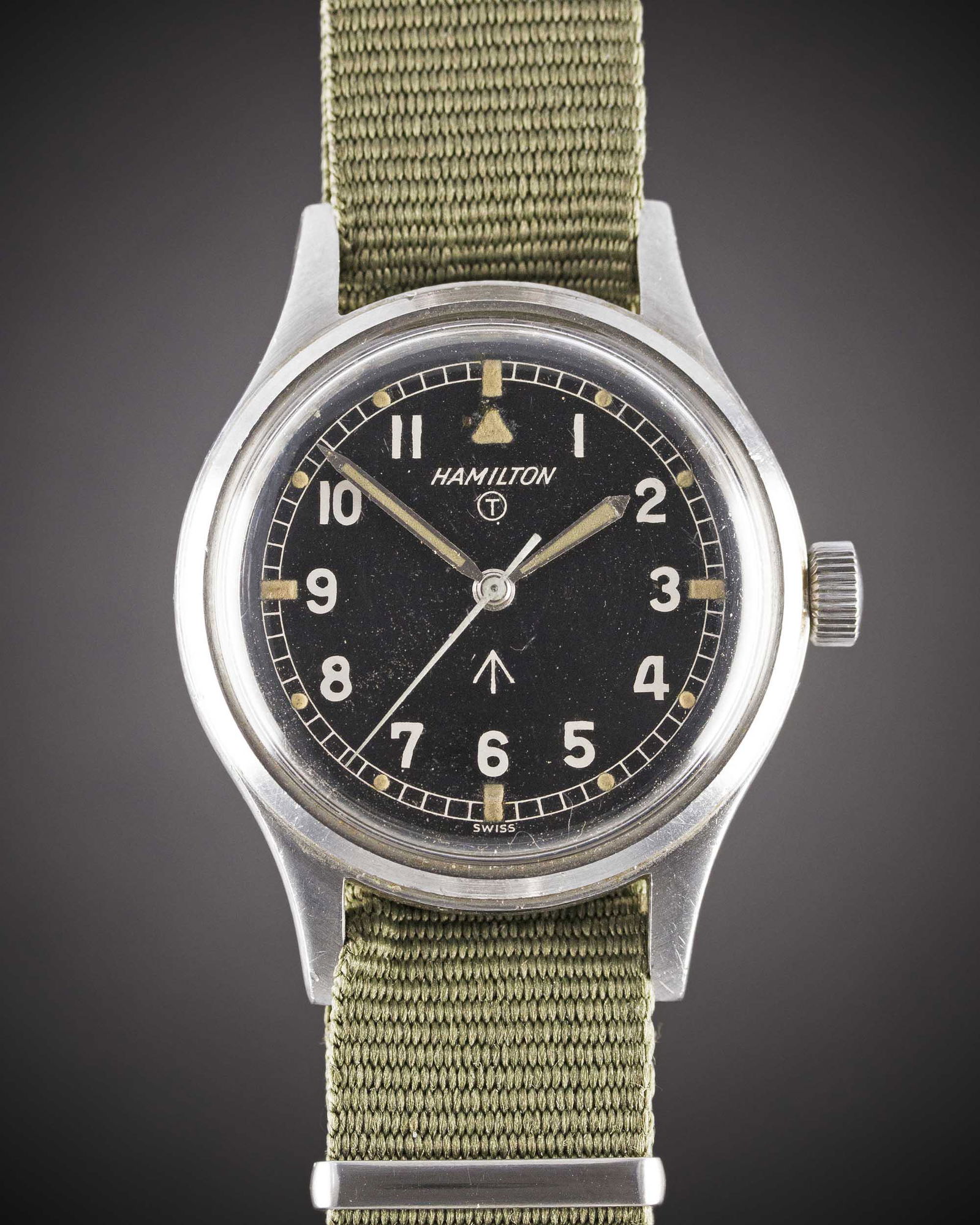 A GENTLEMAN'S STAINLESS STEEL BRITISH MILITARY HAMILTON (1 of 1)