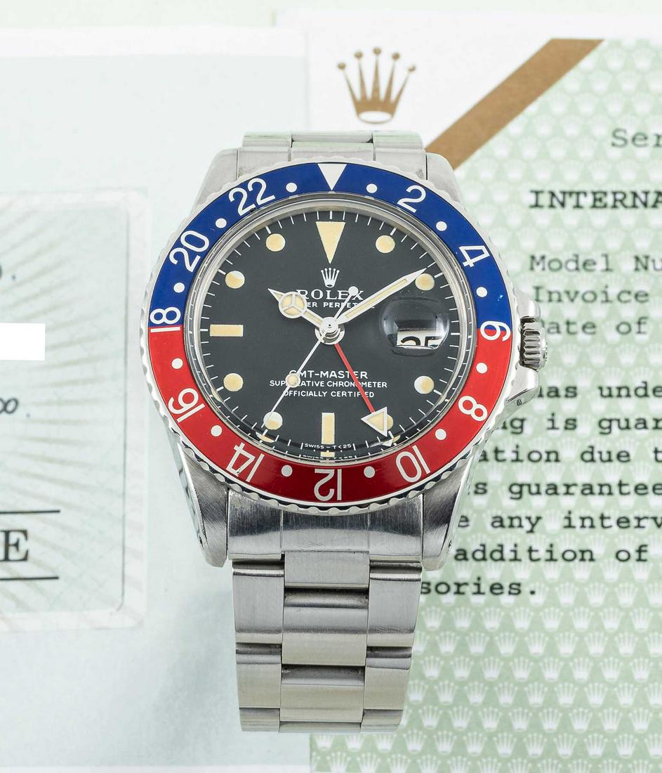 A GENTLEMAN'S STAINLESS STEEL ROLEX OYSTER PERPETUAL DATE GMT MASTER "PEPSI" BRACELET WATCH CIRCA (1 of 11)