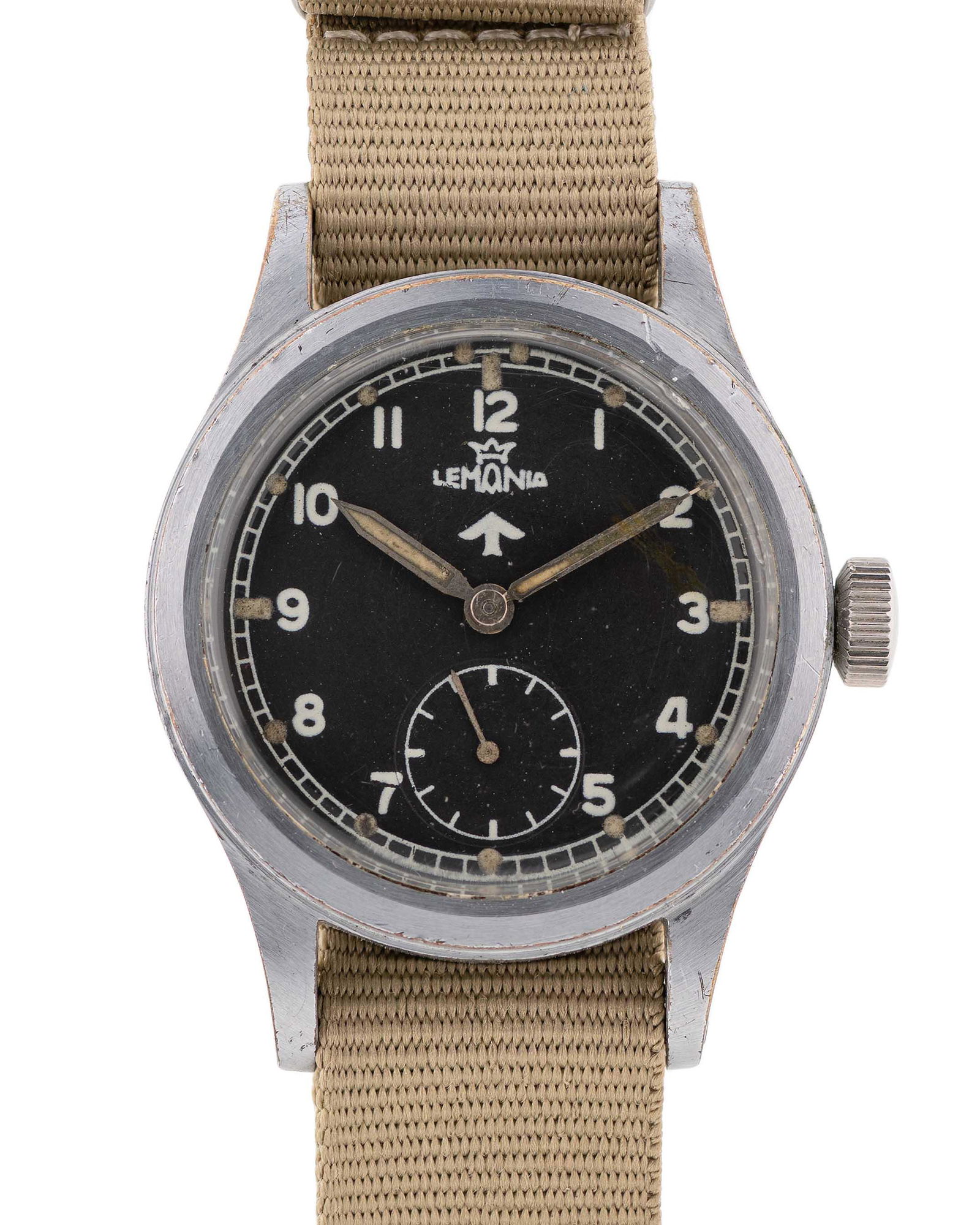 A GENTLEMAN'S BRITISH MILITARY LEMANIA W.W.W. WRIST WATCH CIRCA 1945, PART OF THE "DIRTY DOZEN" WITH (1 of 1)