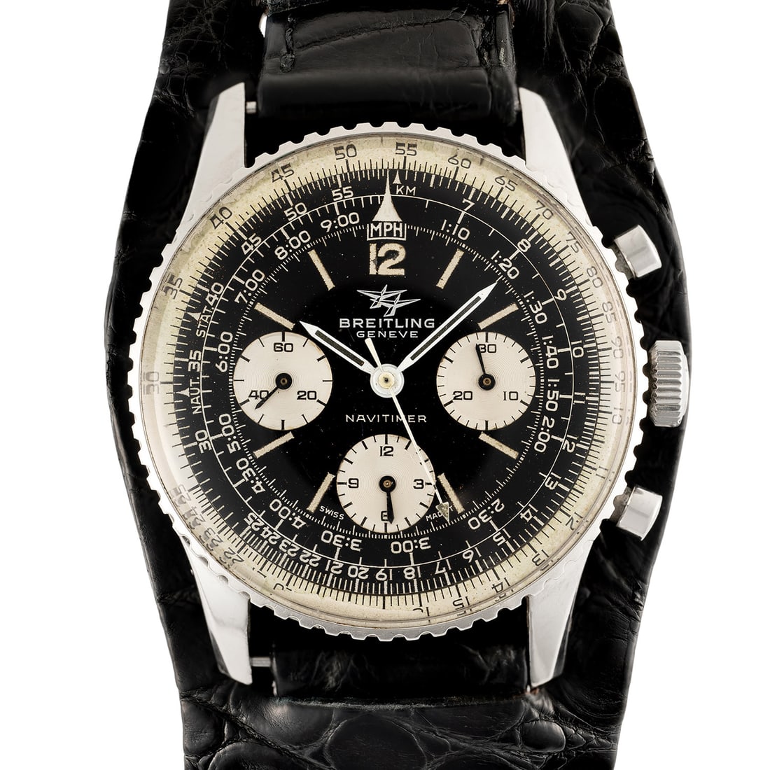 A GENTLEMAN'S SIZE STAINLESS STEEL BREITLING NAVITIMER CHRONOGRAPH WRIST WATCH CIRCA 1966, REF. 806 (1 of 8)