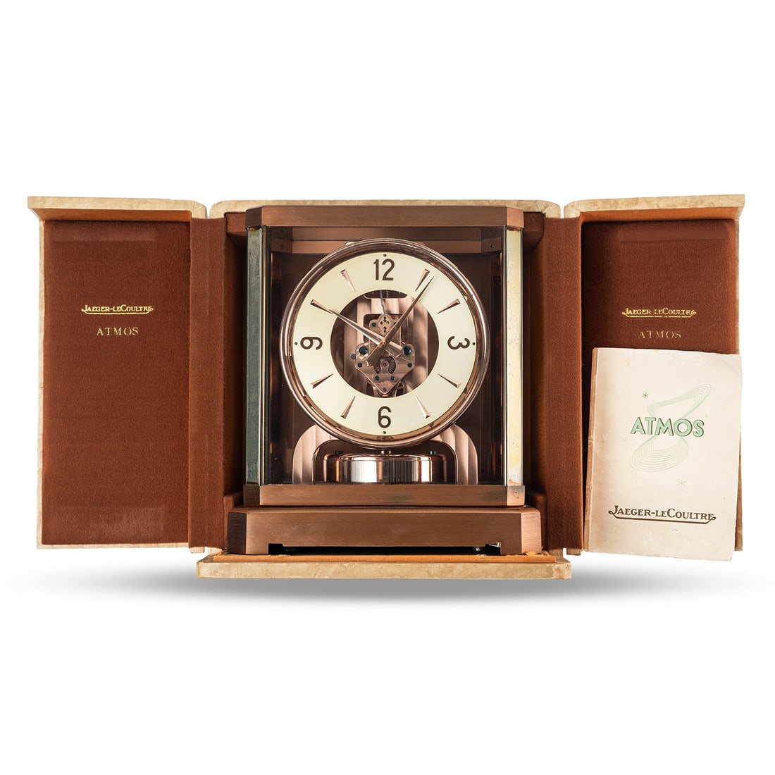 A RARE PINK NICKEL PLATED JAEGER LECOULTRE ATMOS DESK CLOCK CIRCA 1960, RETAILED BY DUCOMMUN'S OF (1 of 13)