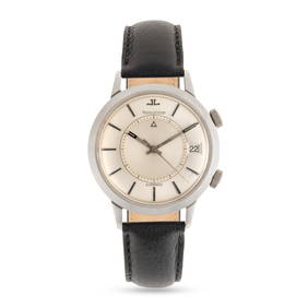 A GENTLEMAN'S SIZE STAINLESS STEEL JAEGER LECOULTRE MEMOVOX AUTOMATIC ALARM WRIST WATCH CIRCA 1960s, (1 of 6)