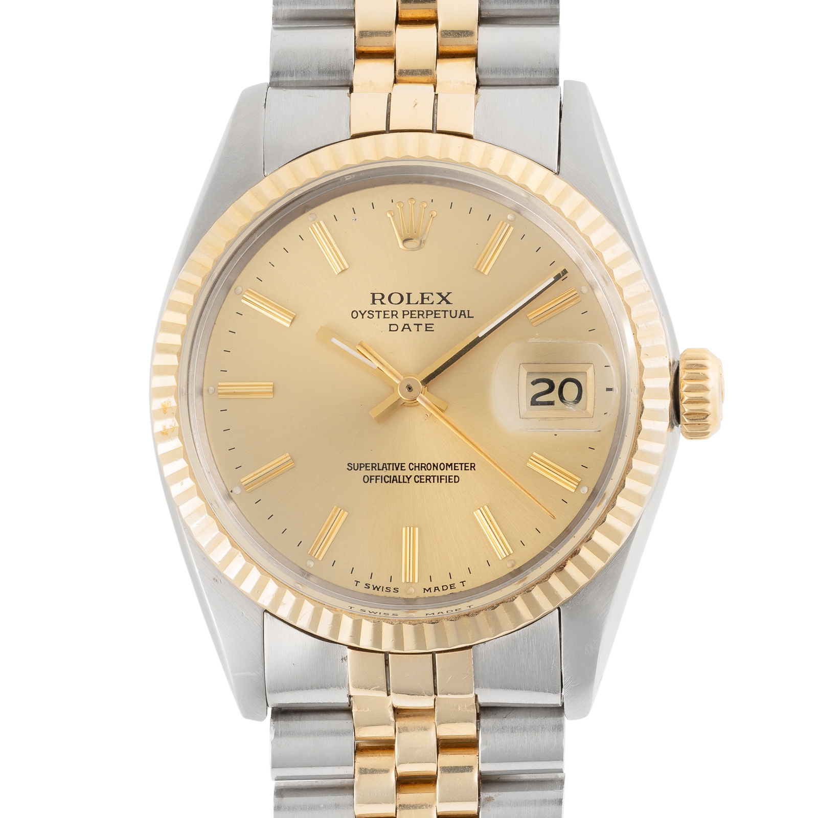 A GENTLEMAN'S SIZE STEEL & GOLD ROLEX OYSTER PERPETUAL DATE BRACELET WATCH CIRCA 1972, REF. 1500/3 (1 of 9)