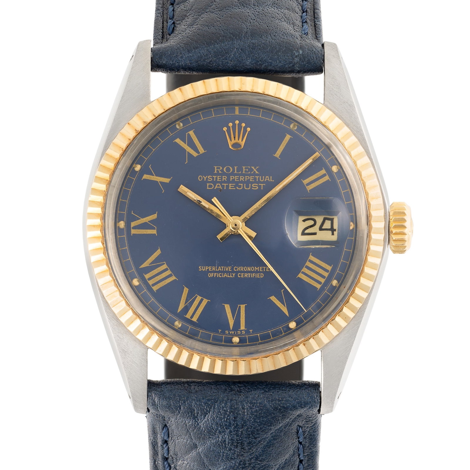 A GENTLEMAN'S SIZE STEEL & GOLD ROLEX OYSTER PERPETUAL DATEJUST WRIST WATCH CIRCA 1977, REF. 1601 (1 of 8)