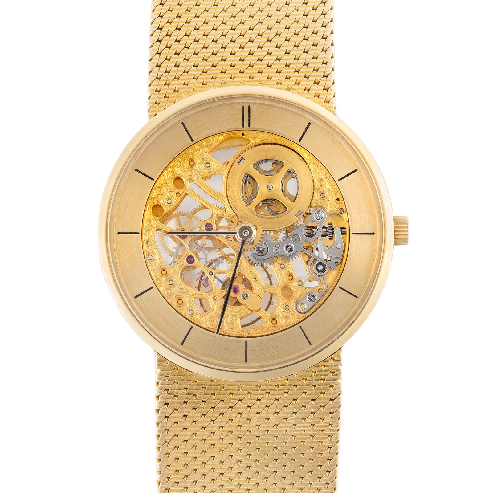 A RARE GENTLEMAN'S SIZE 18K SOLID GOLD VACHERON CONSTANTIN SKELETON BRACELET WATCH CIRCA (1 of 8)