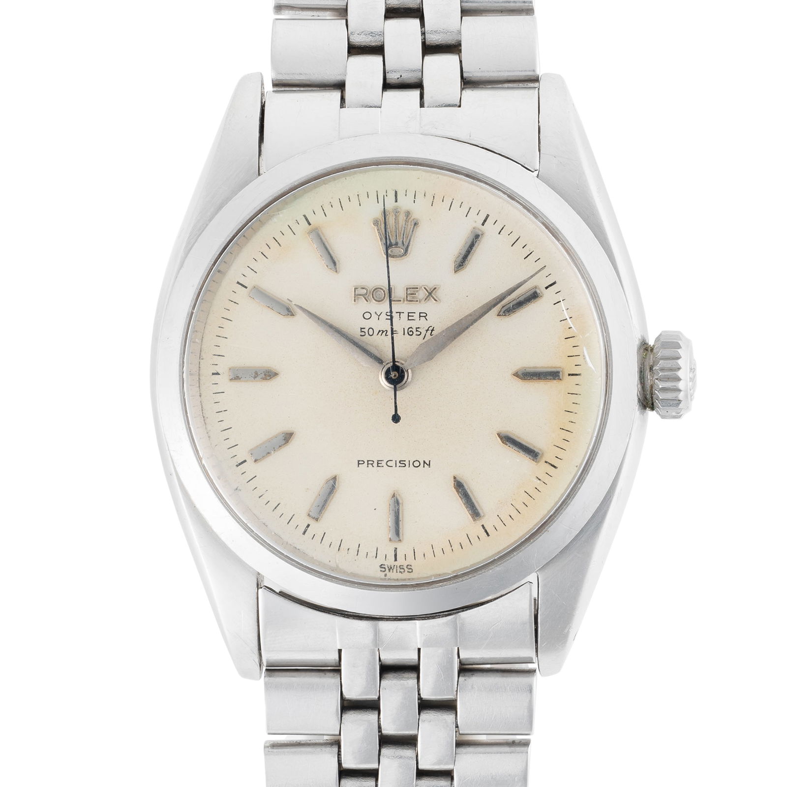 A RARE GENTLEMAN'S STAINLESS STEEL ROLEX OYSTER PRECISION BRACELET WATCH CIRCA 1956, REF. 6422 (1 of 10)