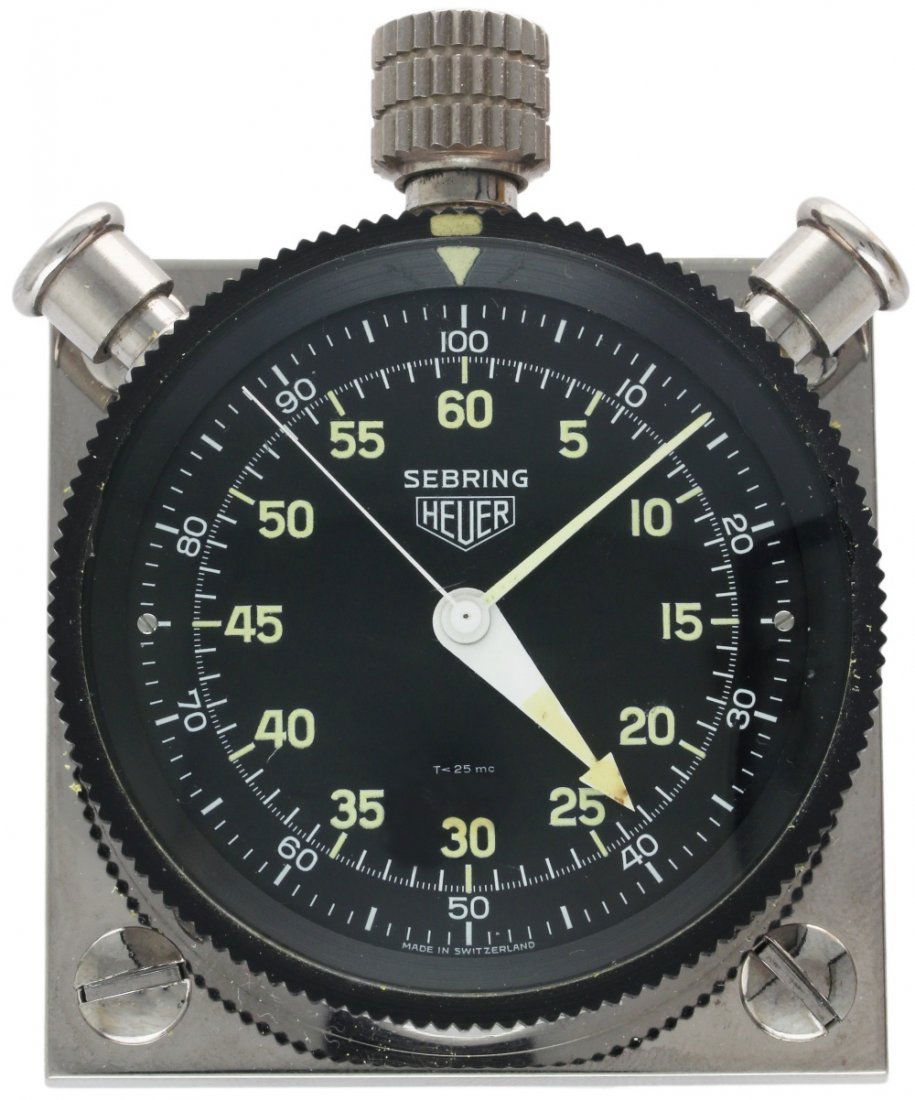 A RARE HEUER SEBRING DASH BOARD STOPWATCH CIRCA 1960s,