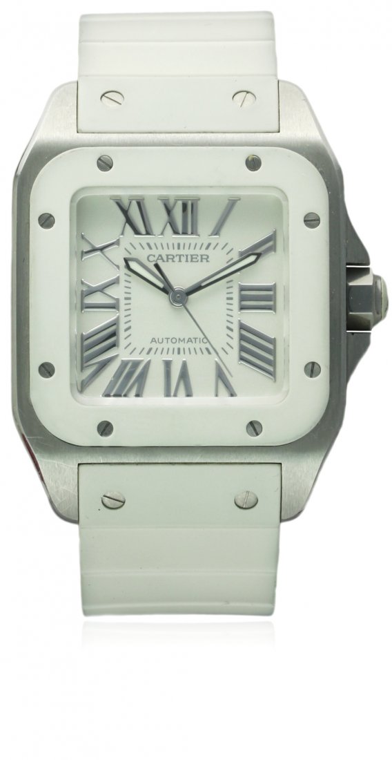 A MID SIZE STAINLESS STEEL CARTIER SANTOS 100 AUTOMATIC (1 of 1)