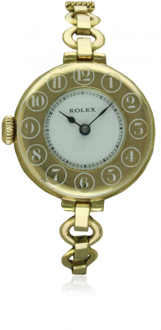 A LADIES LEFT HANDED 9CT SOLID GOLD ROLEX HALF HUNTER (1 of 1)