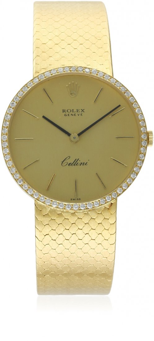 A GENTLEMAN'S 18K SOLID GOLD ROLEX CELLINI BRACELET (1 of 1)