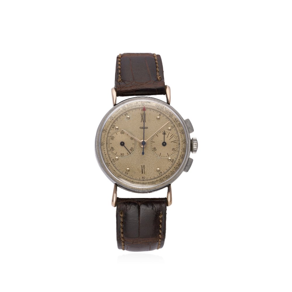 A RARE GENTLEMAN'S STEEL & GOLD JAEGER CHRONOGRAPH (1 of 1)