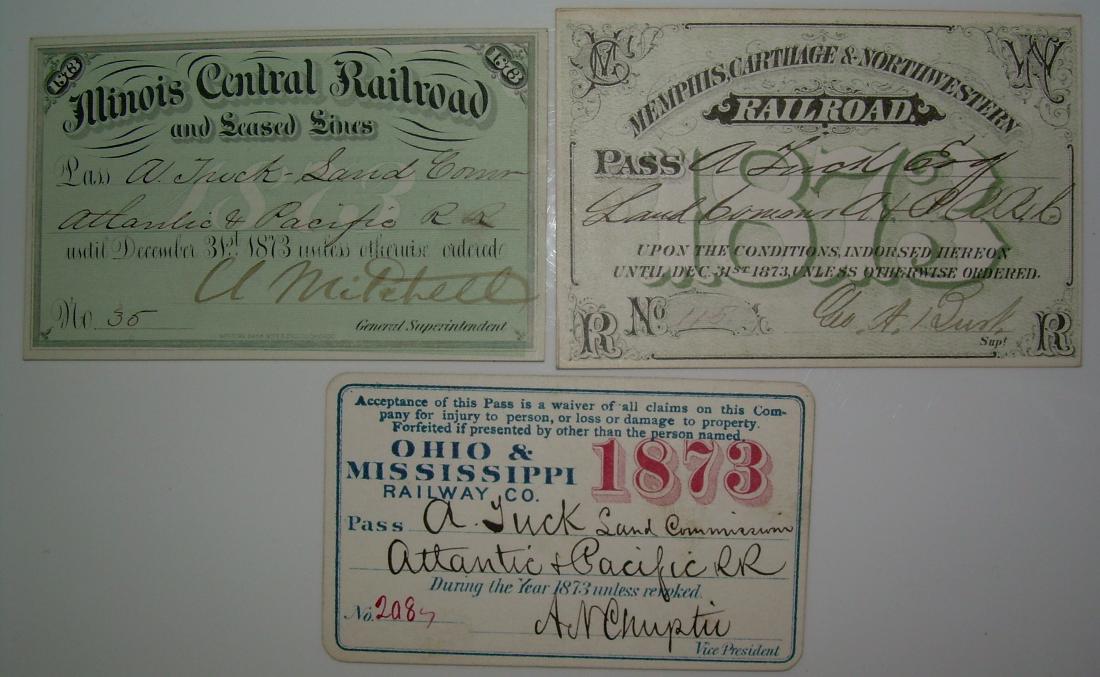 1873 Southern Central Annual Passes: IC, MC&NW (1 of 2)