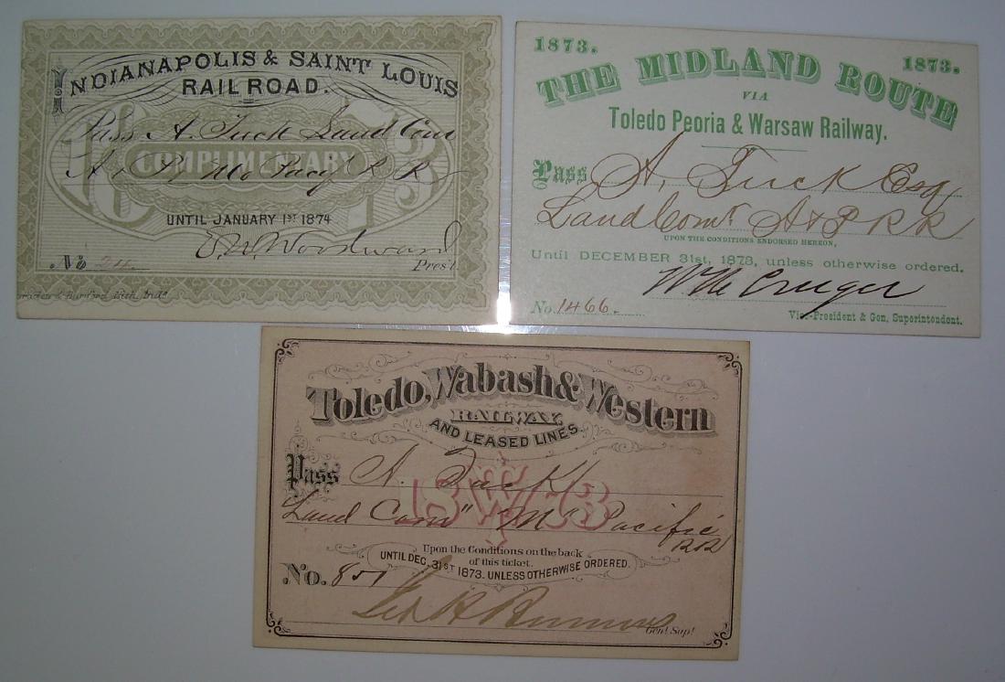 1873 annual Passes Midwest: I&StL, TP&W, TW&W (1 of 2)