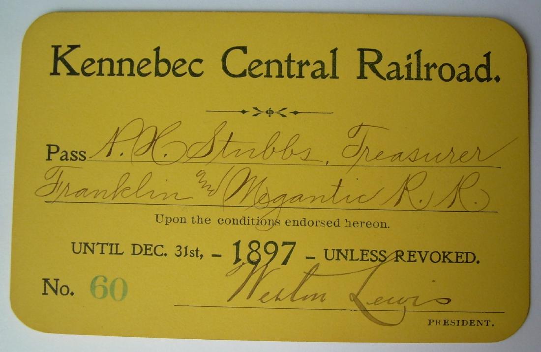 Kennebec Central Railroad Annual Pass 1897 (1 of 2)