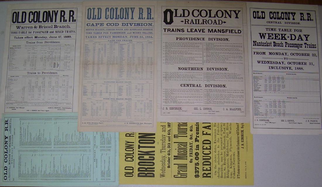 Old Colony Railroad Broadside Timetables & Notice (1 of 3)